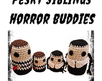PDF Crochet Pesky Siblings My Horror Buddy Dolls: 2 Sizes & BONUS Mini Hand Pattern
