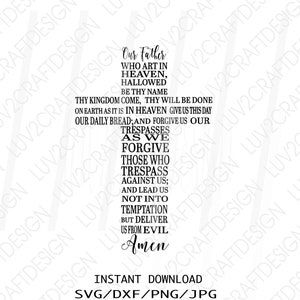 SVG/PNG/DXF/Jpg -Croce - Il detto dell'arte vettoriale della preghiera del Signore - tagliato con Cricut o stampa e cornice