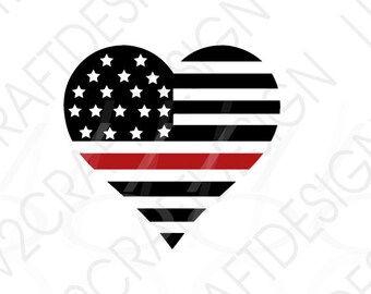 Red Line svg, FDNY,  FD svg, american flag, black flag, military, heart flag, cricut,  - Svg/Png/Dxf/Jpg