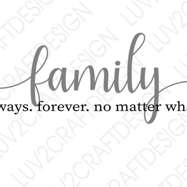 SVG/PNG/JPG/dxf- Family ... always. forever. no matter what.  - Cut with Cricut/ Print and Frame, Family svg, farmhouse svg, wood sign svg