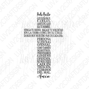 HISZPAŃSKI - SVG/PNG/Jpg - Krzyż - Modlitwa Pańska/Padre Nuestro Sztuka wektorowa - wytnij za pomocą Cricut lub wydrukuj i opraw
