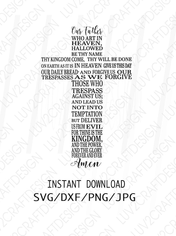 Download Svg Png Dxf Jpg Cross The Lords Prayer With Ending Vector Etsy