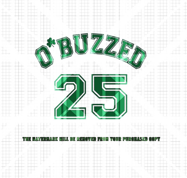 Puede incluir: Gr&aacute;fico de cuadros verdes y blancos con el texto "O'Buzzed 25" en una fuente verde con contorno blanco.