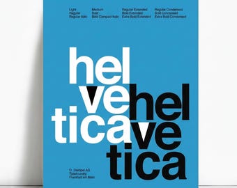 Specimenposter Helvetica-type | Moderne print uit het midden van de eeuw