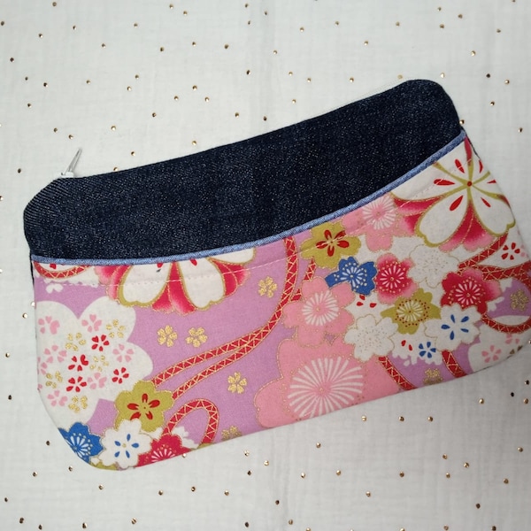 Pochette Mila réversible mini sac en tissu japonais et denim