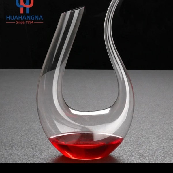 Carafe à vin rouge 1,4 l moderne en verre de cristal en forme de U carafe à vin vintage luxueuse bouteille de vin Barware cadeau d'anniversaire cadeau