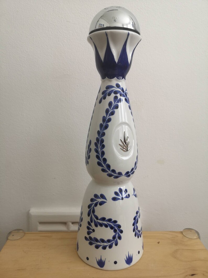 Bouteille de tequila azul Clase reposado no Anejo no don julio faite à la main bleu blanc comme du verre carafe décorative carafe cadeau de Noël image 5