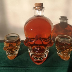 Drinking set Crystal skull head bottle skeleton vodka whisky shots decanter great fancy birthday present gift no aurora no onyx death