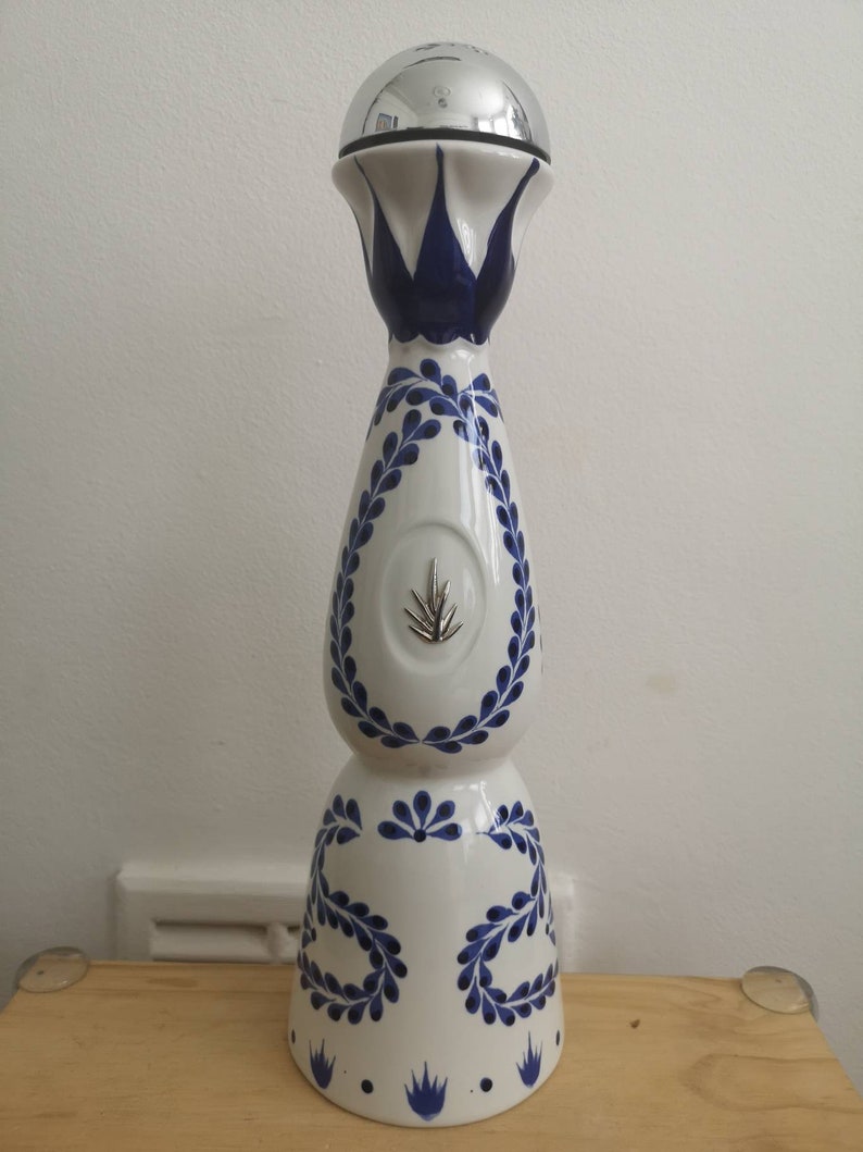 Bouteille de tequila azul Clase reposado no Anejo no don julio faite à la main bleu blanc comme du verre carafe décorative carafe cadeau de Noël image 4