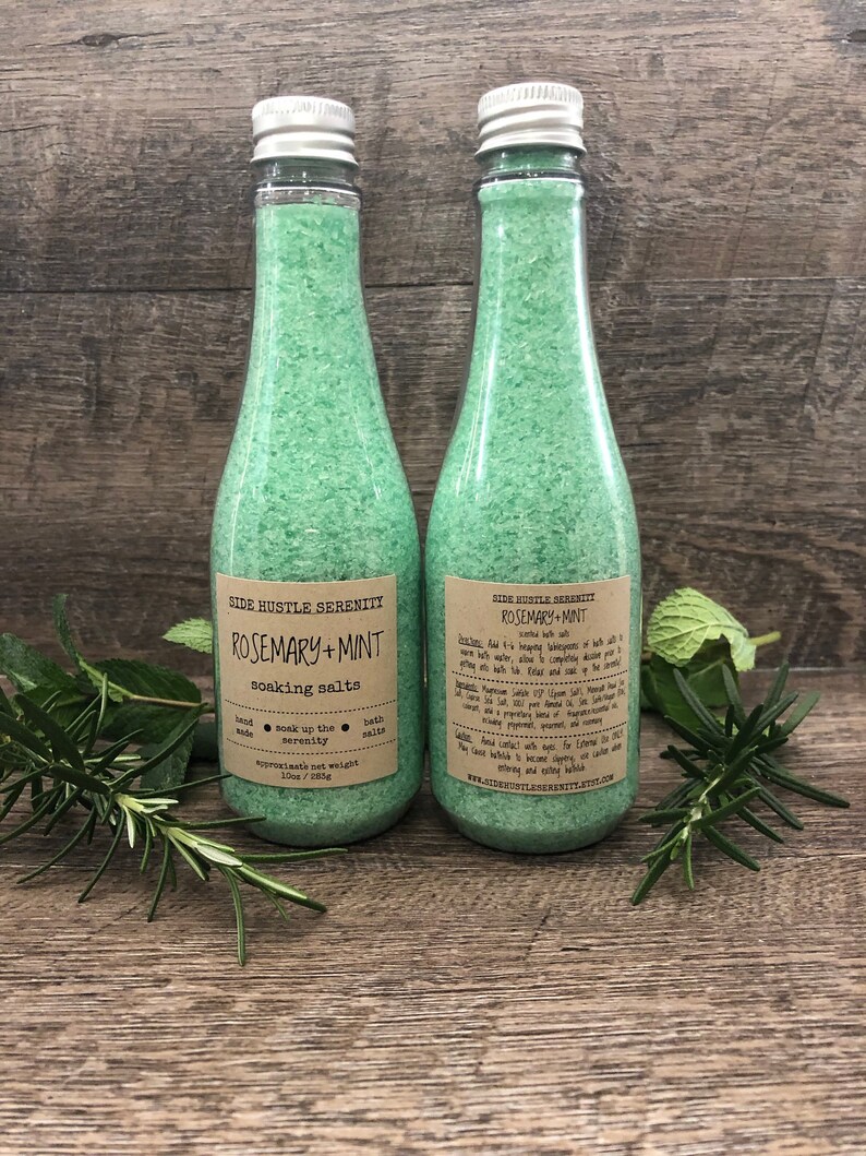 Rosemary Mint Bath Soaking Salts Dead Sea Salt Soak Etsy