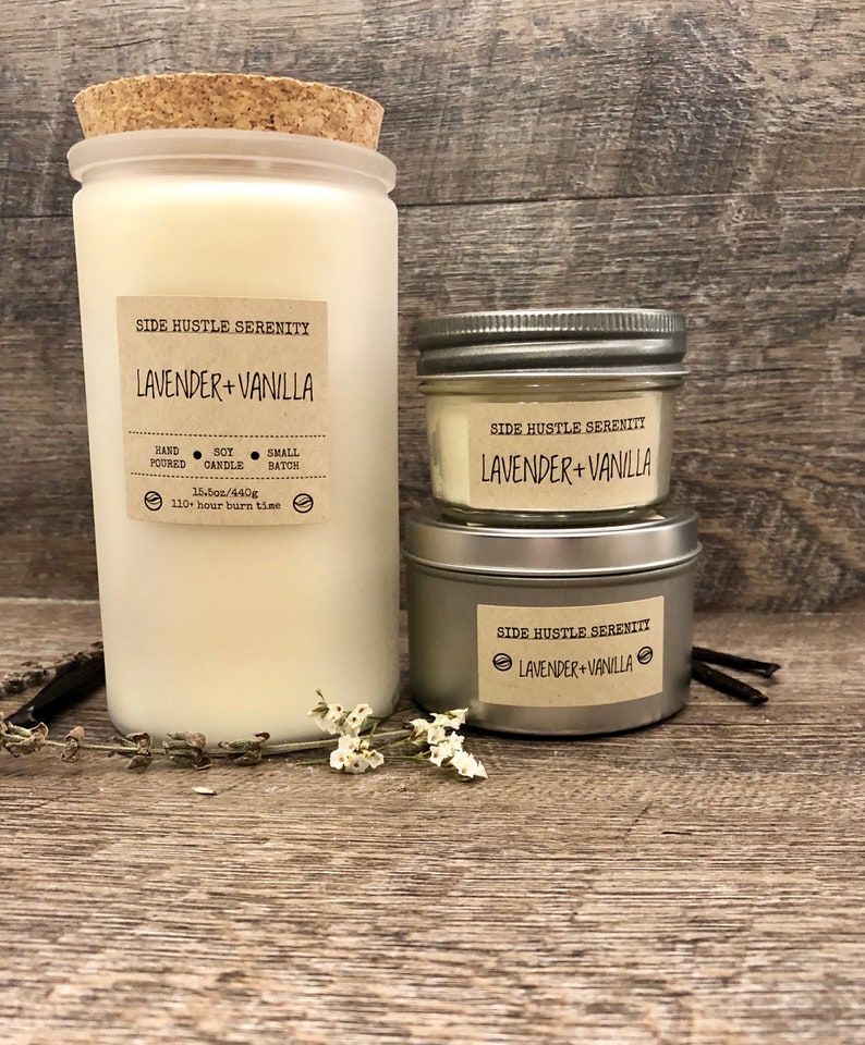 Lavender Vanilla Scented Soy Candle 15.5oz Frosted Glass Etsy