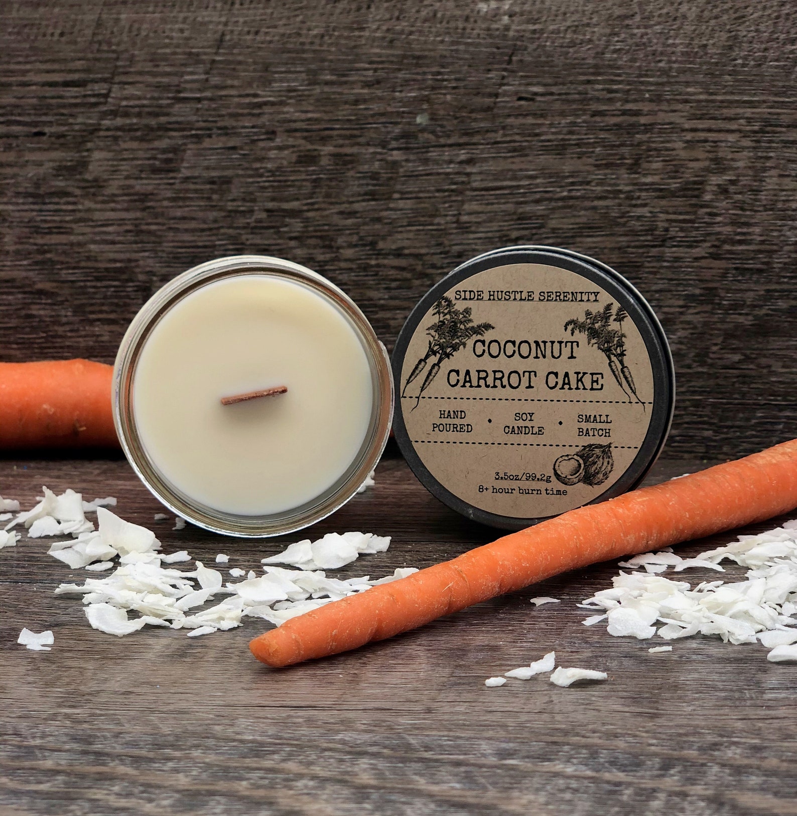 Coconut Carrot Cake Scented Soy Candle 3.5oz Candle Jar Etsy