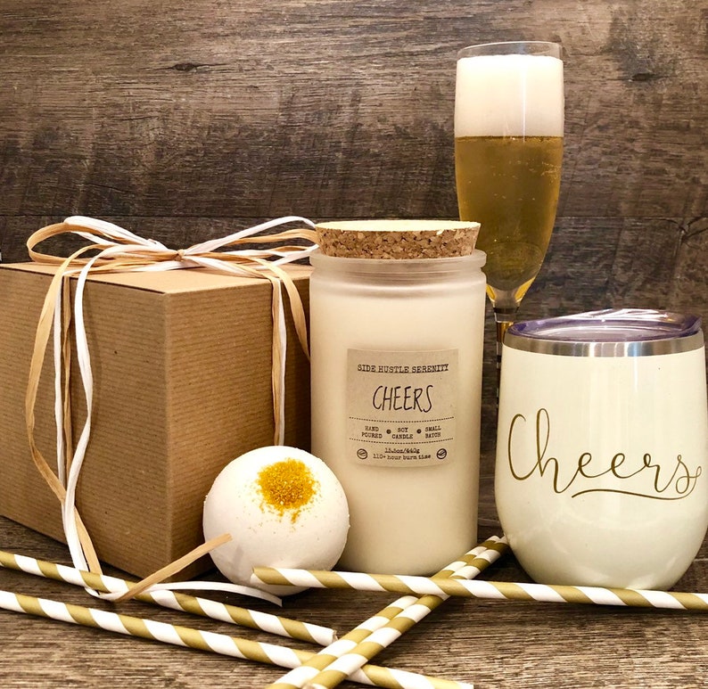 CELEBRATION BOX Wine Tumbler and Soy Candle Gift Set Etsy