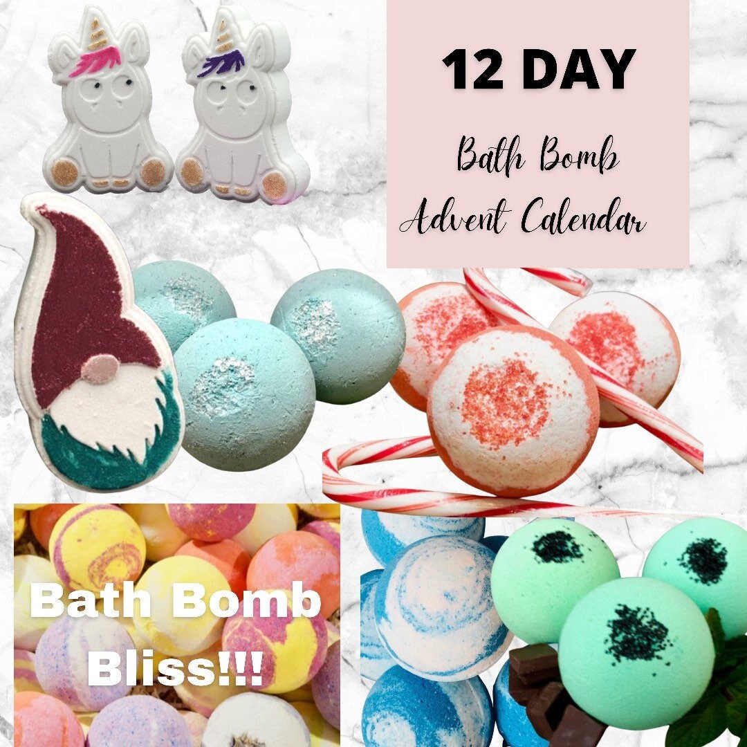 12 Day Bath Bomb Advent Calendar Colorful Fizzy Swirling - Etsy