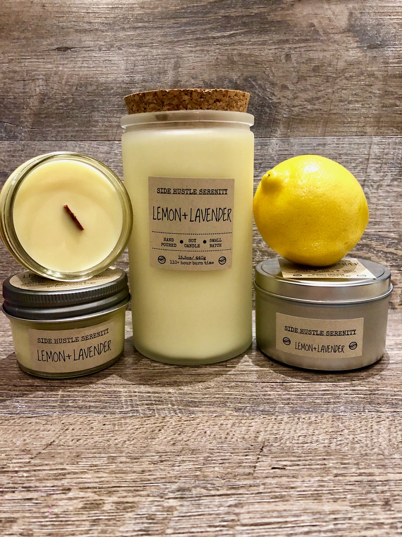 Lemon Lavender Scented Wood Wick Soy Candle 3.5oz. Candle | Etsy