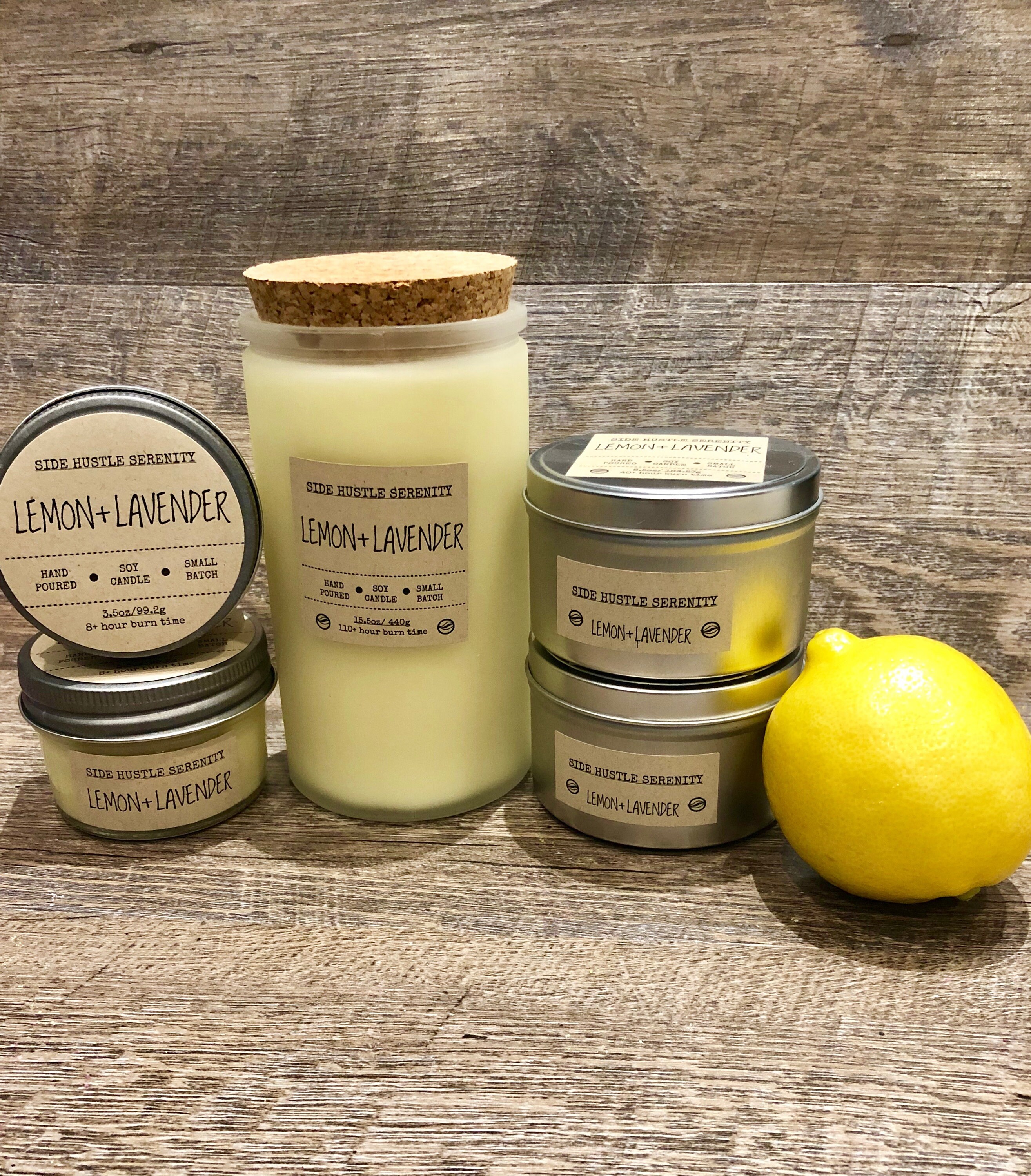 Lemon Lavender Scented Wood Wick Soy Candle 3.5oz. Candle | Etsy