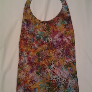 Flower Batik Adult bib, Clothing stain protection, Absorbent cotton, adjustable neck closures, designed for meal, functional design
