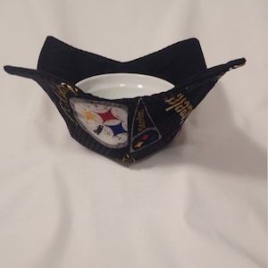 Steelers Football 4&quot; Cozy Bowl Holder, Microwavable Bowl Holder, Pittsburgh NFL Sports Gift, Birthday Gift for Bowl Lover