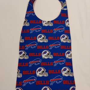 Buffalo Bills Adult Bib, NFL, Football, Clothing stain protection, Absorbent cotton, adjustable neck closures, designed for meal, New York