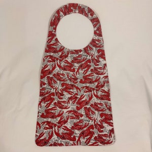 Lobster Adult Bib, Statement Clothing Protector, Lobster Bib, absorbent cotton, adjustable neck closures, designed for meal