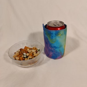 Colorful Cozy Can Cooler Splash, Blue Green Orange Purple Custom Koozie, Personalized Gift, Mother&#39;s Day Gift, Sister Gift