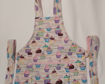 Toddler Cupcake Apron, Personalized Kids Apron, Children's Baking Apron, Girls Cooking Apron, Child Apron Gift