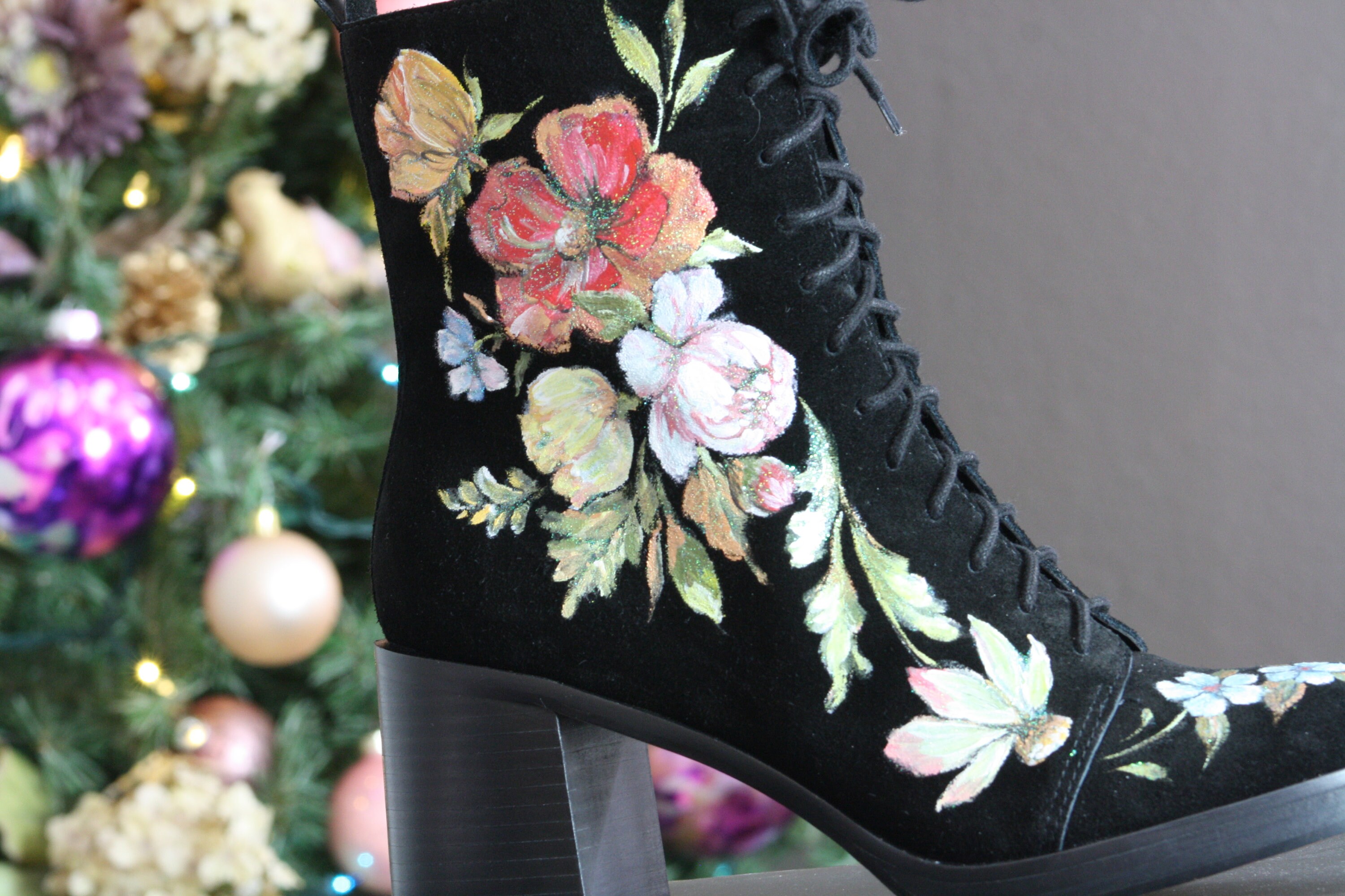 Custom Painting on Boots. Hand Painted Leather Boots Floral Etsy