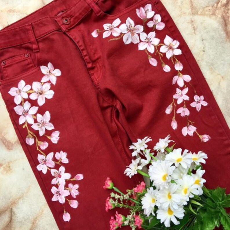 Hand Painted Jeans. Hand Painted Denim Jeans. Hand Painted Etsy