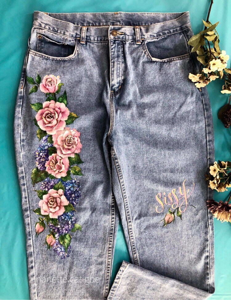 painted designer jeans