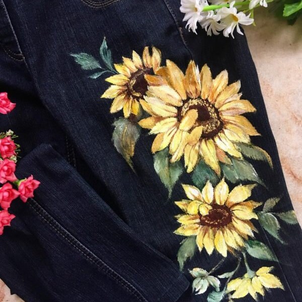 Buy Hand Painted Jeans Etsy