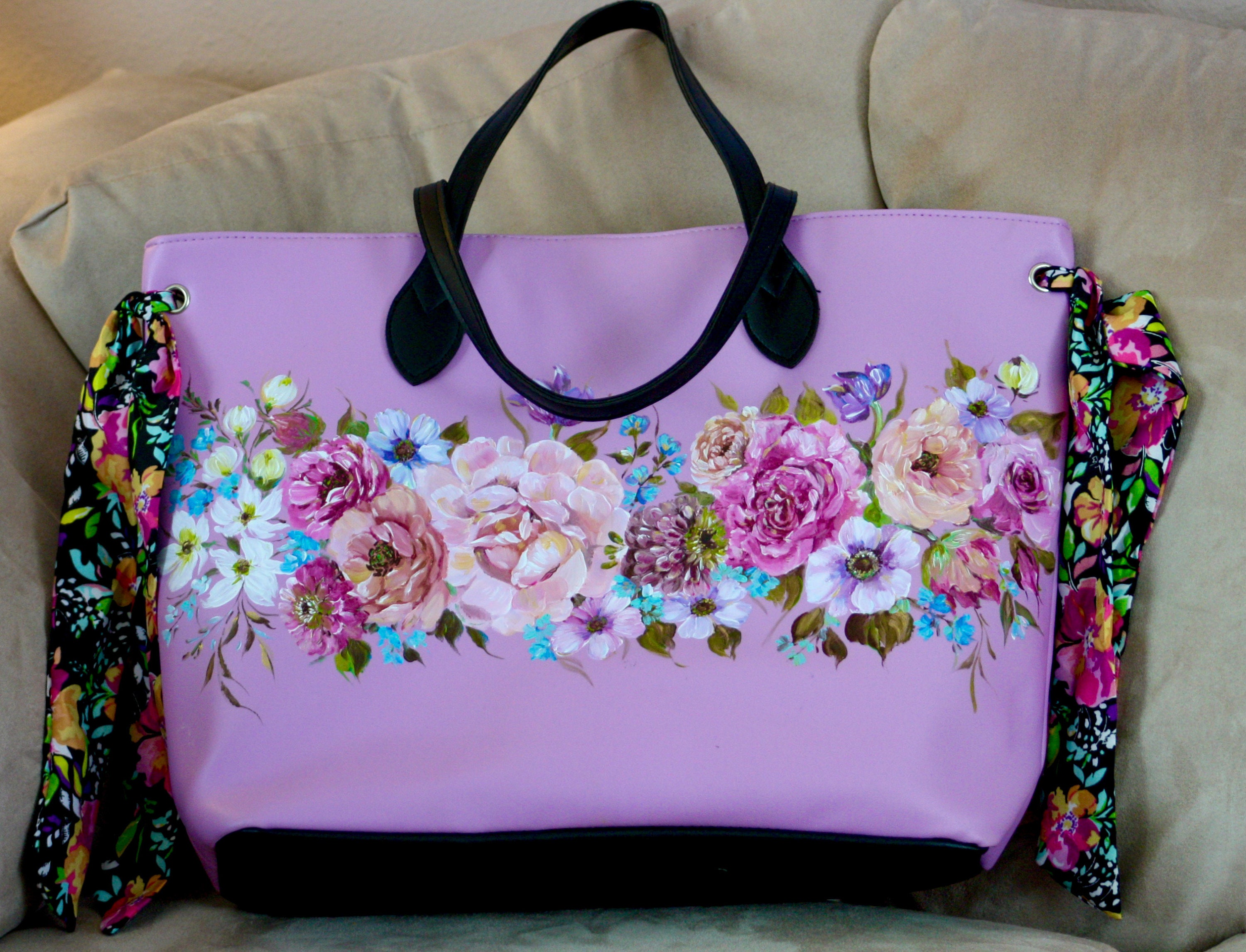 This bag was sent to me for custom painting. Client wants her name
