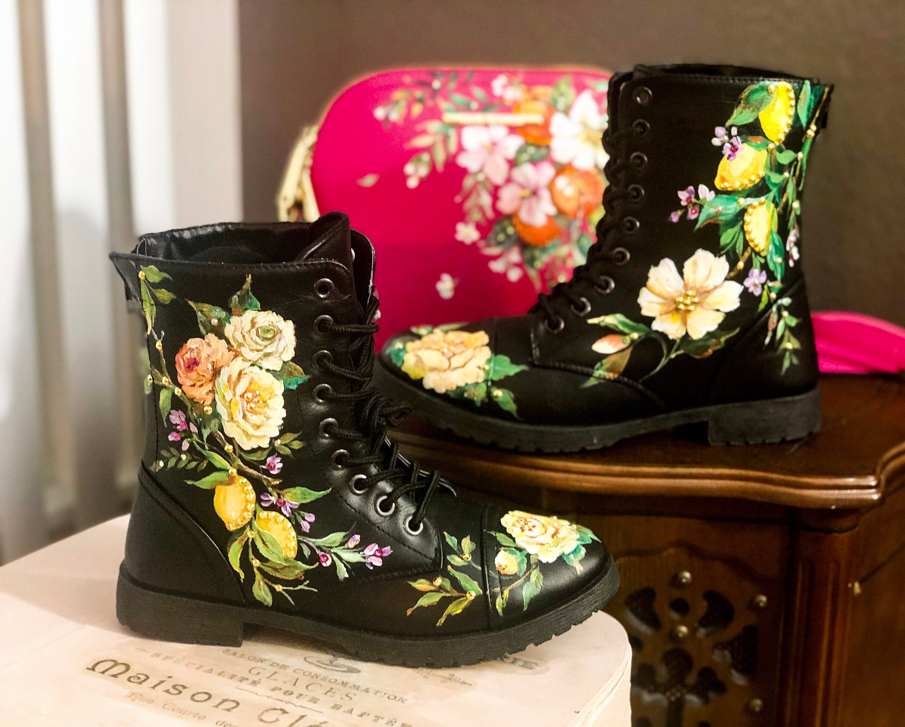paint and leather boots
