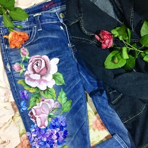 Pittura personalizzata su jeans. Solo PF. Il cliente invia | Etsy Italia