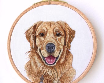 Bordado de retrato de mascota personalizado, regalo personalizado para mascotas, obra de arte de pintura con hilo