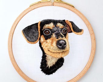 Custom Pet Portrait Embroidery, Miniature 3”- 4” Hoop