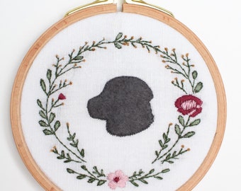 Personalized Pet Silhouette Hoop with Floral Design