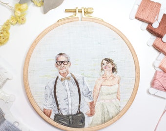 Family Portrait, Custom Couple Portrait, Custom Embroidered Family, Custom Embroidery, Best Friend Gift, Best Boss Gift Gift for Her