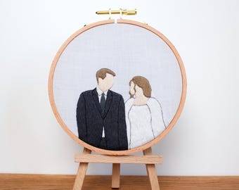 Hochzeitsstickerei Portrait - personalisiertes Jubiläumsgeschenk