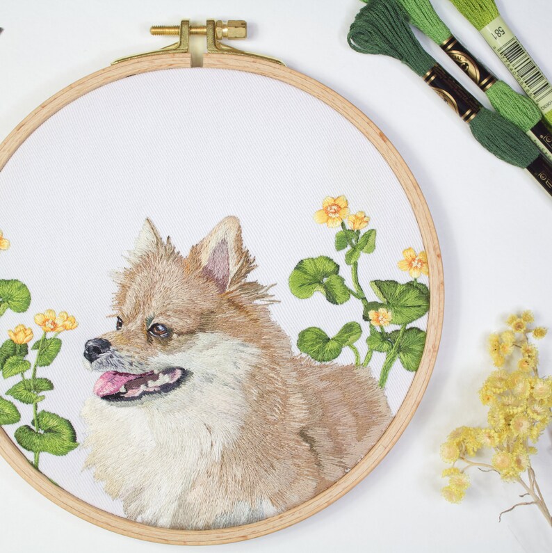 Embroidery Pet Portrait from Photo Personalized Cat or Dog Portrait Portrait Gift Hand Embroider Pet Gift image 5