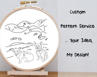Custom Digital Embroidery Pattern – Outline Design for Beginners | Personalized PDF Gift