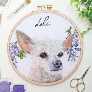 Embroidery Pet Portrait from Photo Personalized Cat or Dog Portrait Portrait Gift Hand Embroider Pet Gift image 6