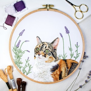 Pet Portrait Thread Painting Embroidered Cat Portrait Personalized Custom Pet Artwork Cat Thread Painting Cat Lover Gift for Her