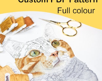 Custom Pet Embroidery Pattern with Color Chart for Hand Embroidery