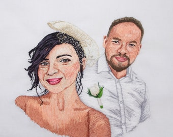 Retrato de pareja personalizado con mascota - Retrato de bordado personalizado - Regalos personalizados para su cumpleaños - Regalo de parejas - Arte de la Comisión de retratos