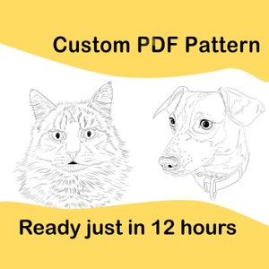 Custom Dog or Cat Embroidery Pattern - PDF Download - Custom pet embroidery file - Stitch your own pet -