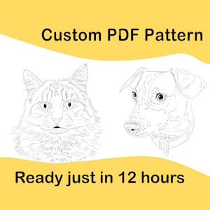 Custom Pet Portrait Embroidery Pattern: Dog or Cat Outline (PDF Download 6x6 inches)