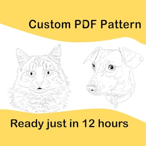 Custom Dog or Cat Embroidery Pattern - PDF Download - Custom pet embroidery file - Stitch your own pet -