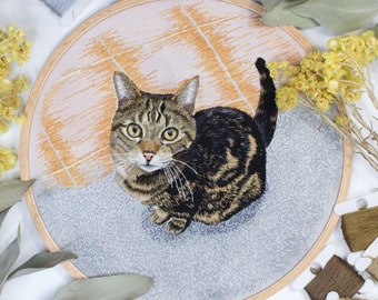Custom Embroidery Pet Portrait With Full Background |  Pet portrait from photo | Custom Embroidery | Pet Gift| Personalized gift|