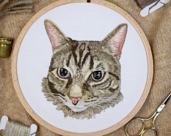 Custom Pet Portrait Embroidery Hoop Art, Cat or Dog Portrait, Personalized Pet Gift