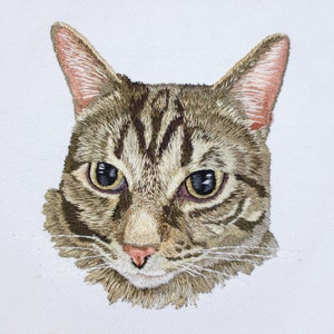 Custom Portrait Cat Memorial Gift: Cat Portrait Embroidery | Personalized Pet Thread Painting | Cat Lover Gift